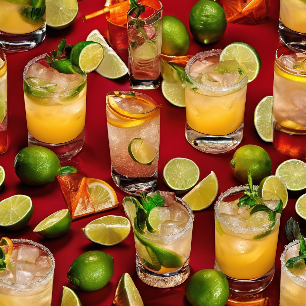 Fresh margaritas with colorful presentation